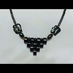 Hematite Necklace with Elephants & 925 Sterling Silver clasp. 18 inches. 🐘